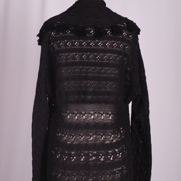EUC Cotton by Autumn Cashmere Black Fringe Open Cardigan, Sz - Sm - Picture 5 of 5